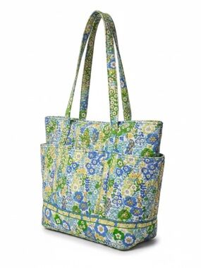 Vera Bradley Go Round Tote-English Meadows Blue/Green/Yellow GUC